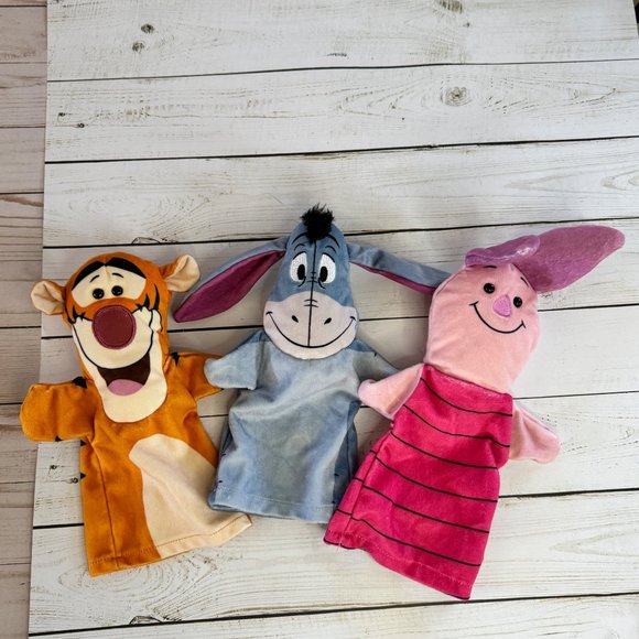 Tigger Eeyore Piglet Plush Hand Puppets Set Of 3 - Picture 1 of 8